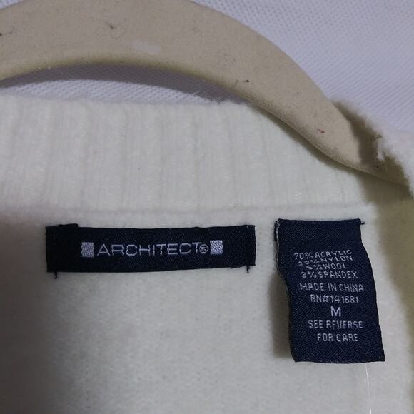 Architect Cream Button Front V Neck Cardigan Sweater Soft Cozy Cabincore Size M - Picture 4 of 7